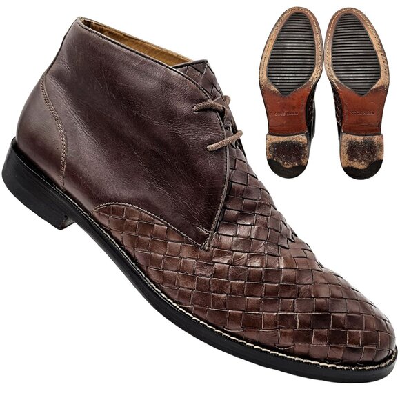 Cole Haan Other - Cole Haan Cambridge Brown Woven Leather Chukka Boots Mens 8.5M Dress Shoes Ankle